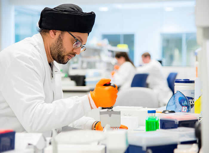 National Capability link Lab technician working with samples