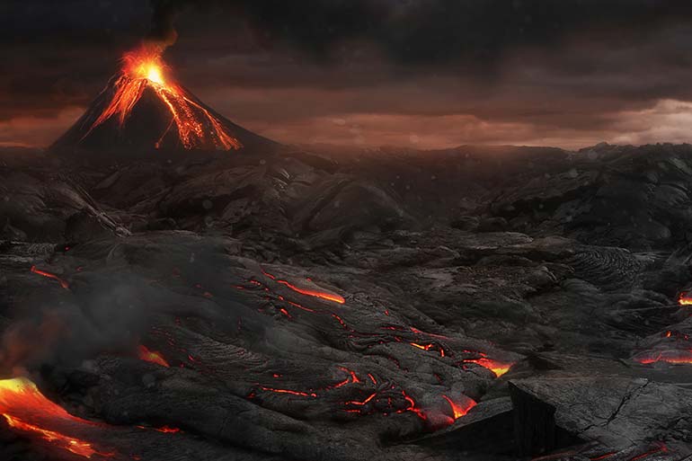 PhD reality represented as a volcano