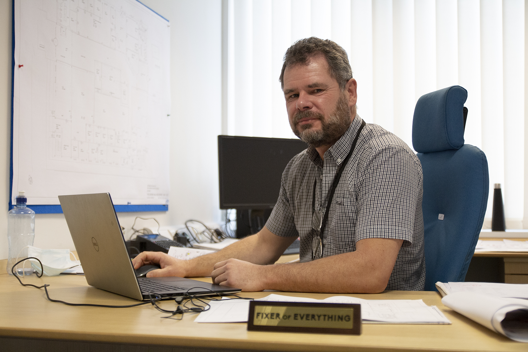 Image: Laboratory Manager Geoff Plumb pictured at his desk
