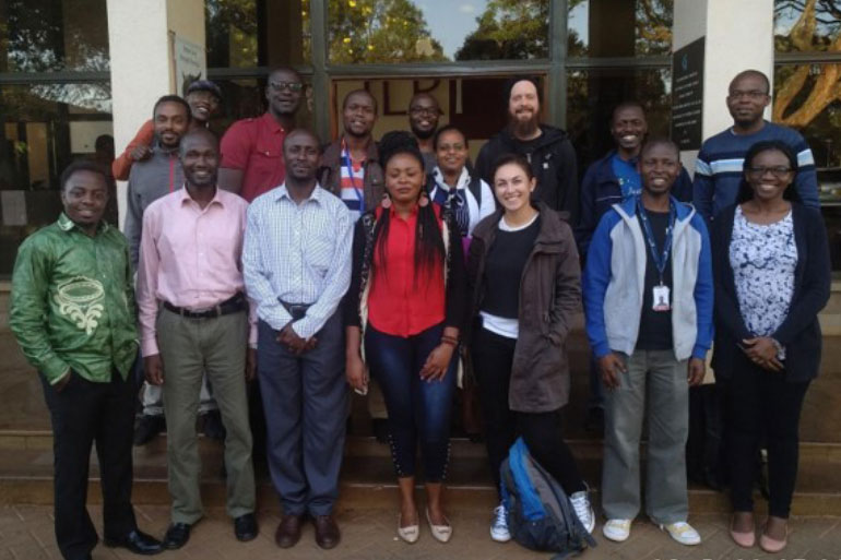 Alice Minotto (3rd right, front row) delivering bioinformatics training in Kenya Alice Minotto (3rd right, front row) delivering bioinformatics training in Kenya