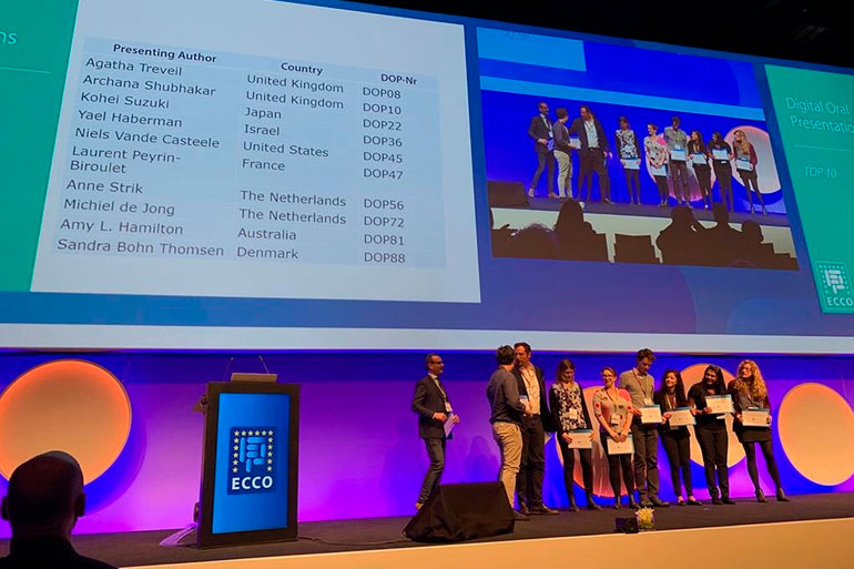 Agatha's talk at ECCO 2019 won an award as one of the top ten talks at the conference Agatha's talk at ECCO 2019 won an award as one of the top ten talks at the conference