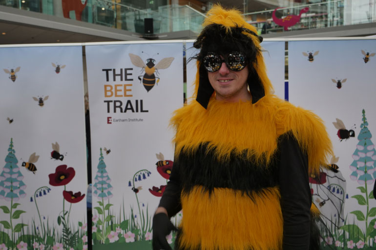 Mascot Barney Bee at the launch of the EI Bee Trail at the Norwich Science Festival 2019 Mascot Barney Bee at the launch of the EI Bee Trail at the Norwich Science Festival 2019