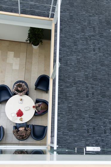 People eating lunch, seen from above