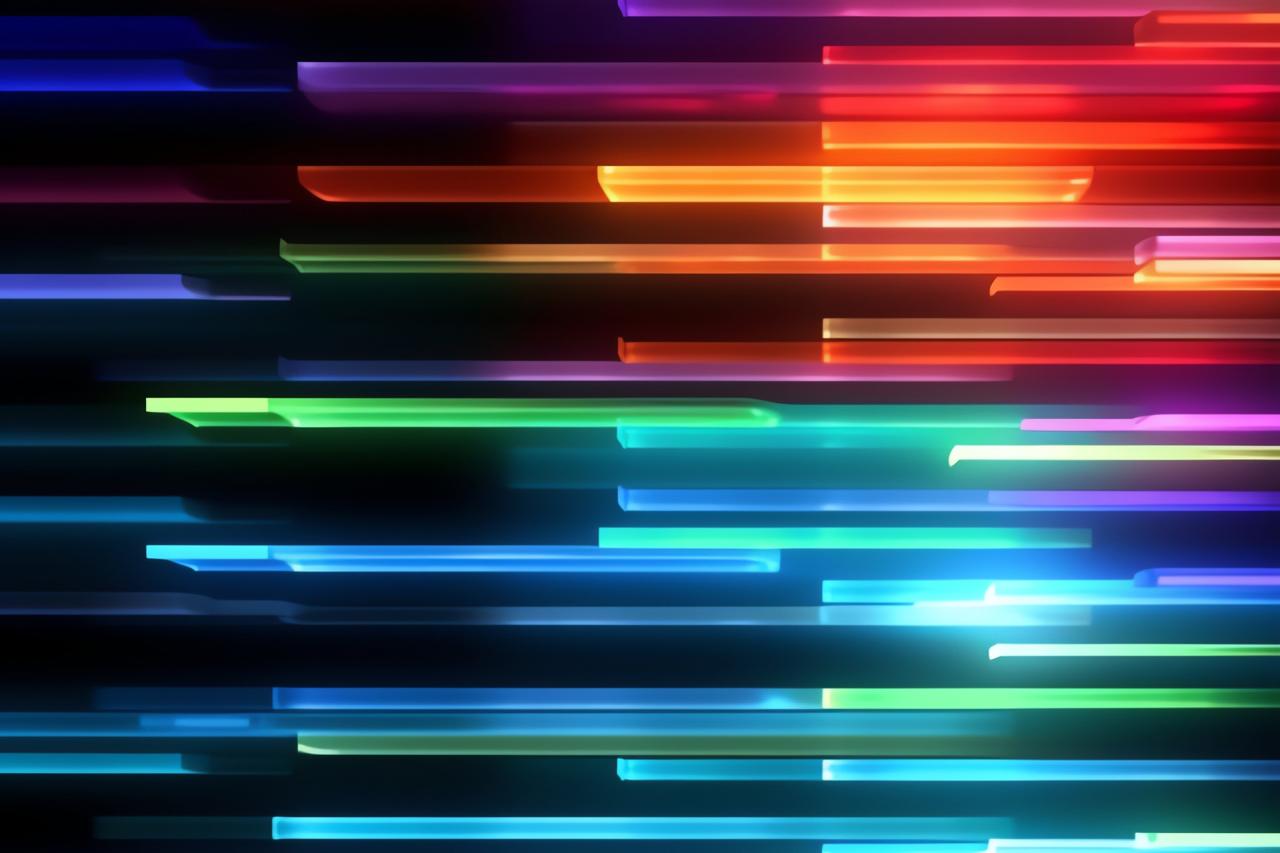 Abstract bands of bright neon lights