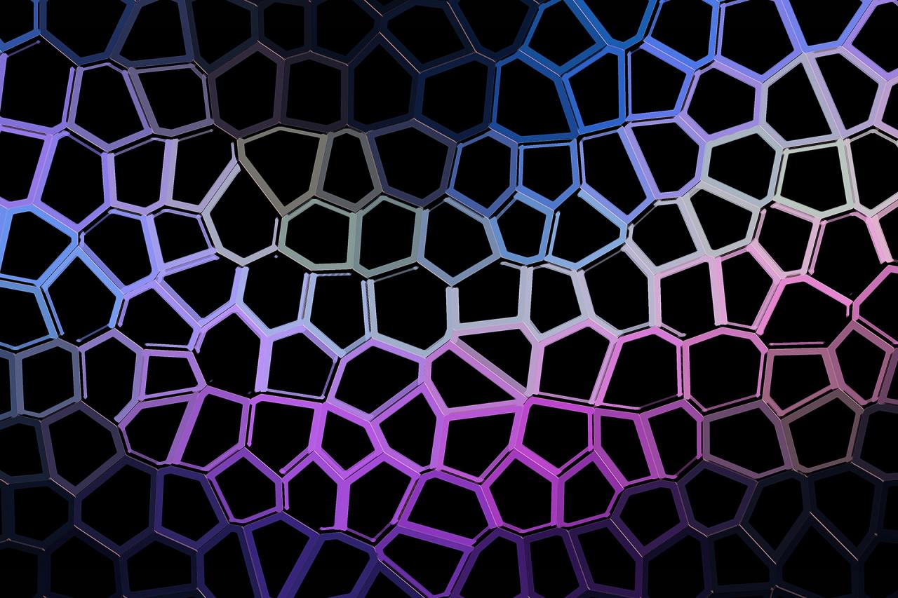 Abstract digital graphic of metallic-like cell structure