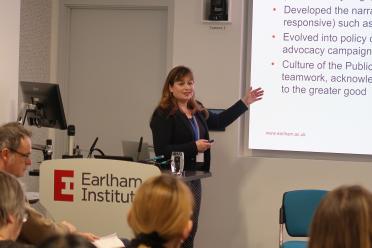 Head of Public Affairs at the UEA and EI, Saskia Hervey, leads a workshop on science and policy