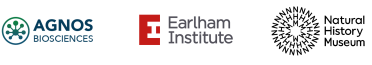 Logos of Agnos Biosciences, Earlham Institute, and Natural History Museum