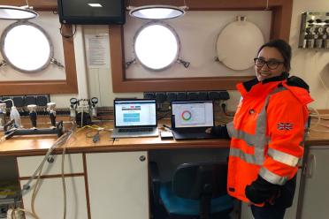 Emma Antarctic Adventure setting up equipment lab ship 770