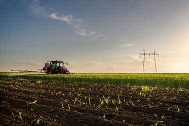 Tractor spraying field 770x513