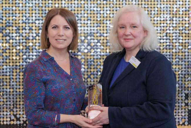 Fiona Fraser accepting an award from Technician Commitment Lead Dame Kelly Vere