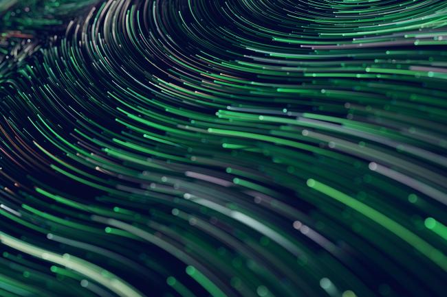 Abstract wavy lines in shades of green
