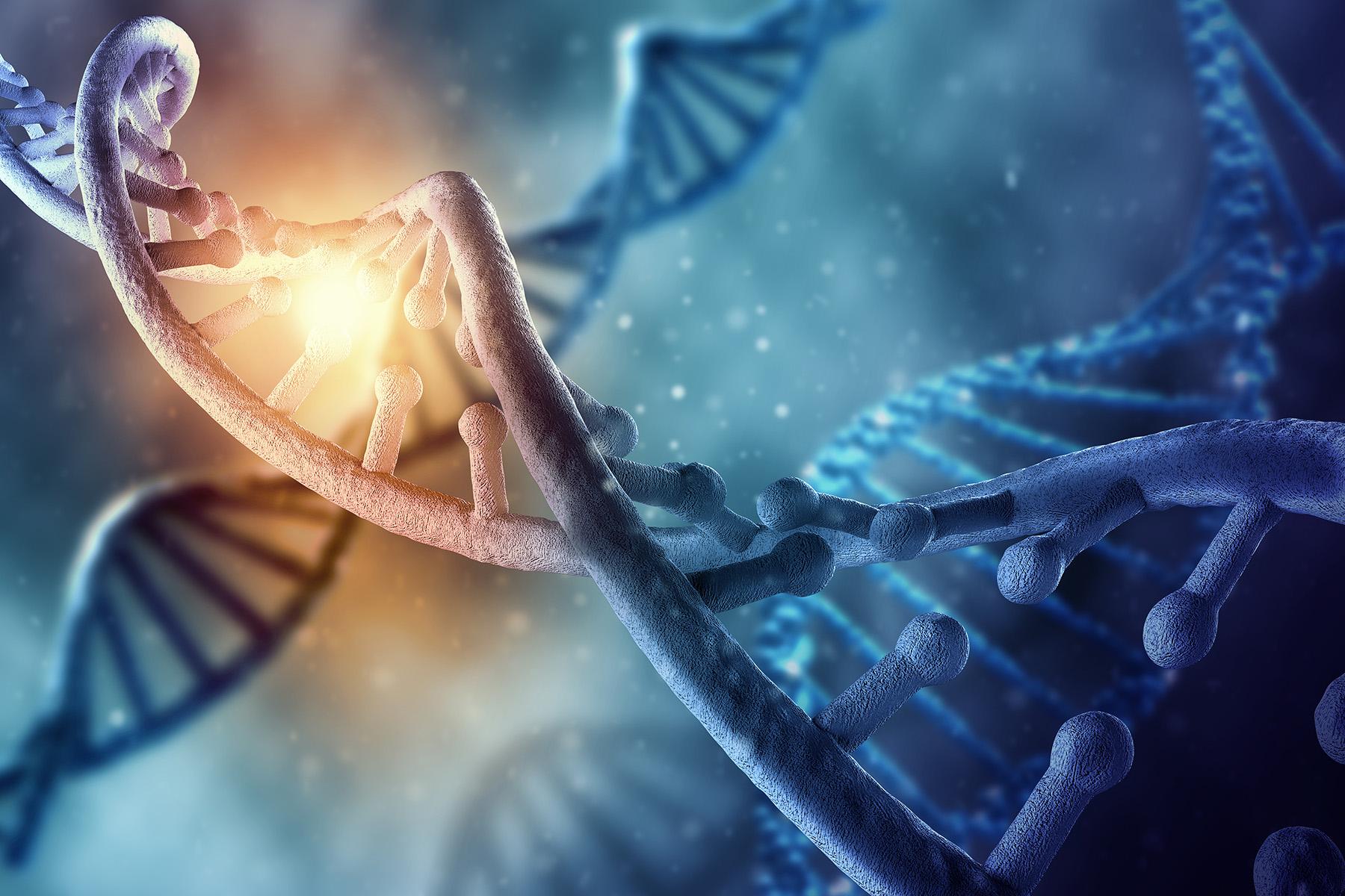 DNA helix on blue background