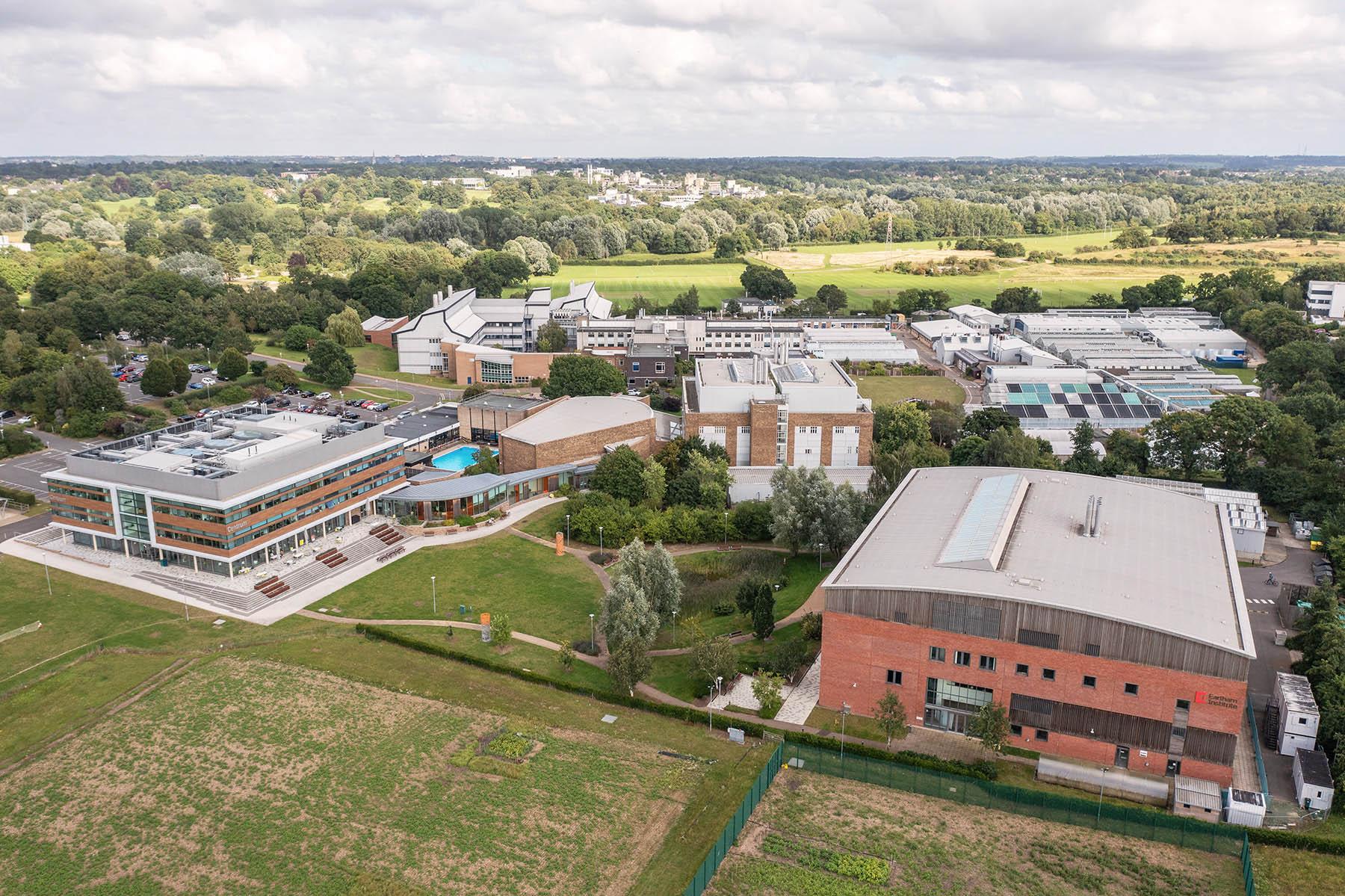 Aerial view of the Norwich Research Park